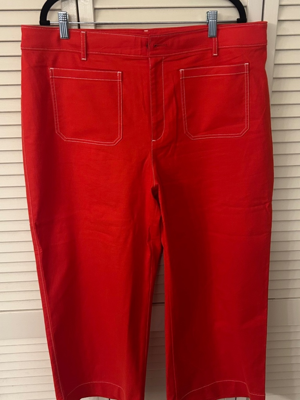 LOFT Palmer Red Twill Wide Leg Crop Pants